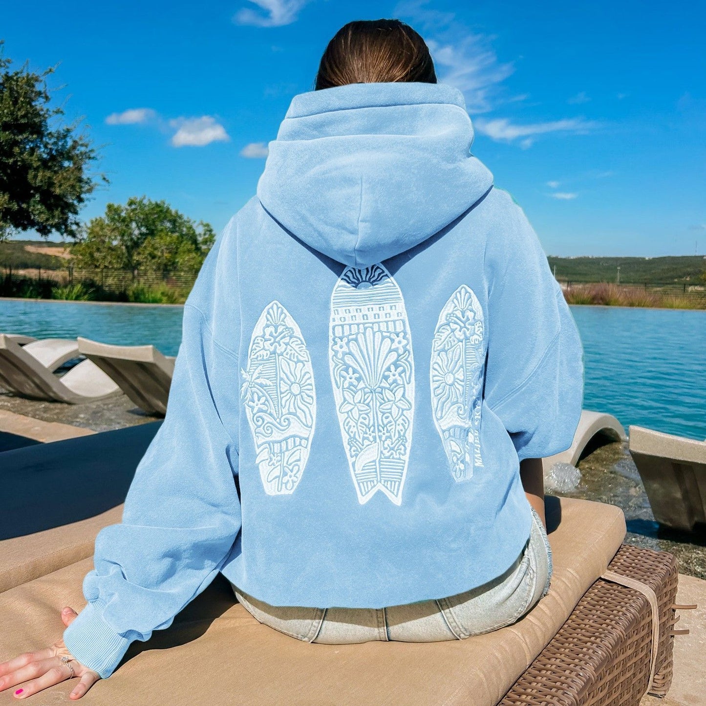 Simple Floral Letter Printing Drop-shoulder Sleeve Ladies Hoodie