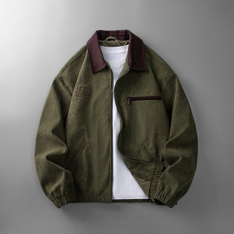 Corduroy Jacket Men's Solid Color Jacket Casual Top - Sophinity