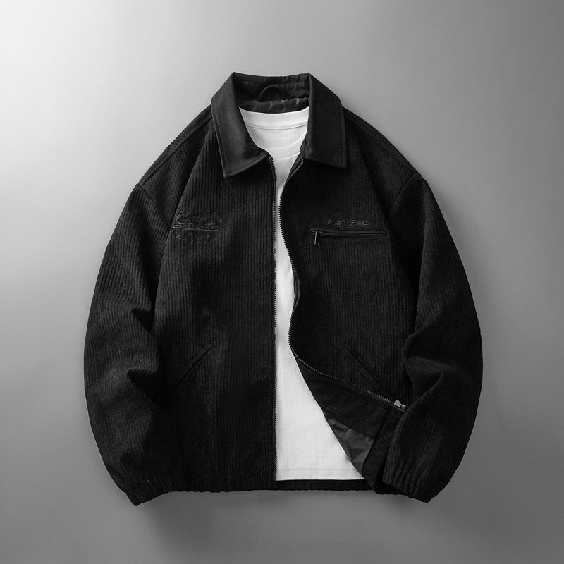 Corduroy Jacket Men's Solid Color Jacket Casual Top - Sophinity