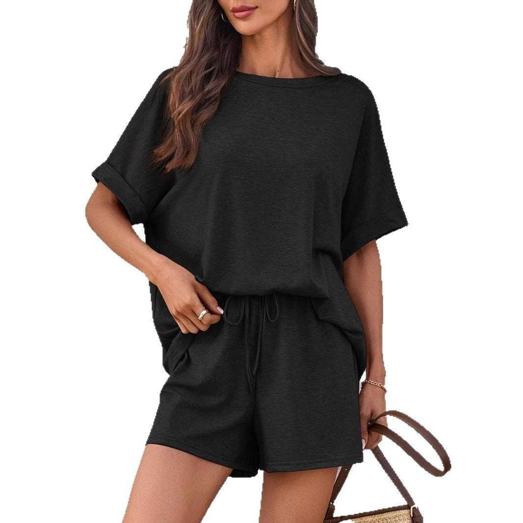 Casual Suit Oversized Short Sleeve T-shirt Drawstring Shorts Casual Wear Sportswear