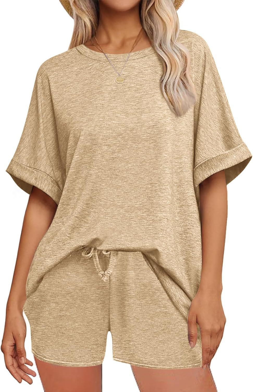 Casual Suit Oversized Short Sleeve T-shirt Drawstring Shorts Casual Wear Sportswear