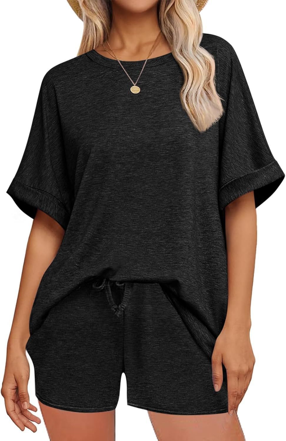 Casual Suit Oversized Short Sleeve T-shirt Drawstring Shorts Casual Wear Sportswear