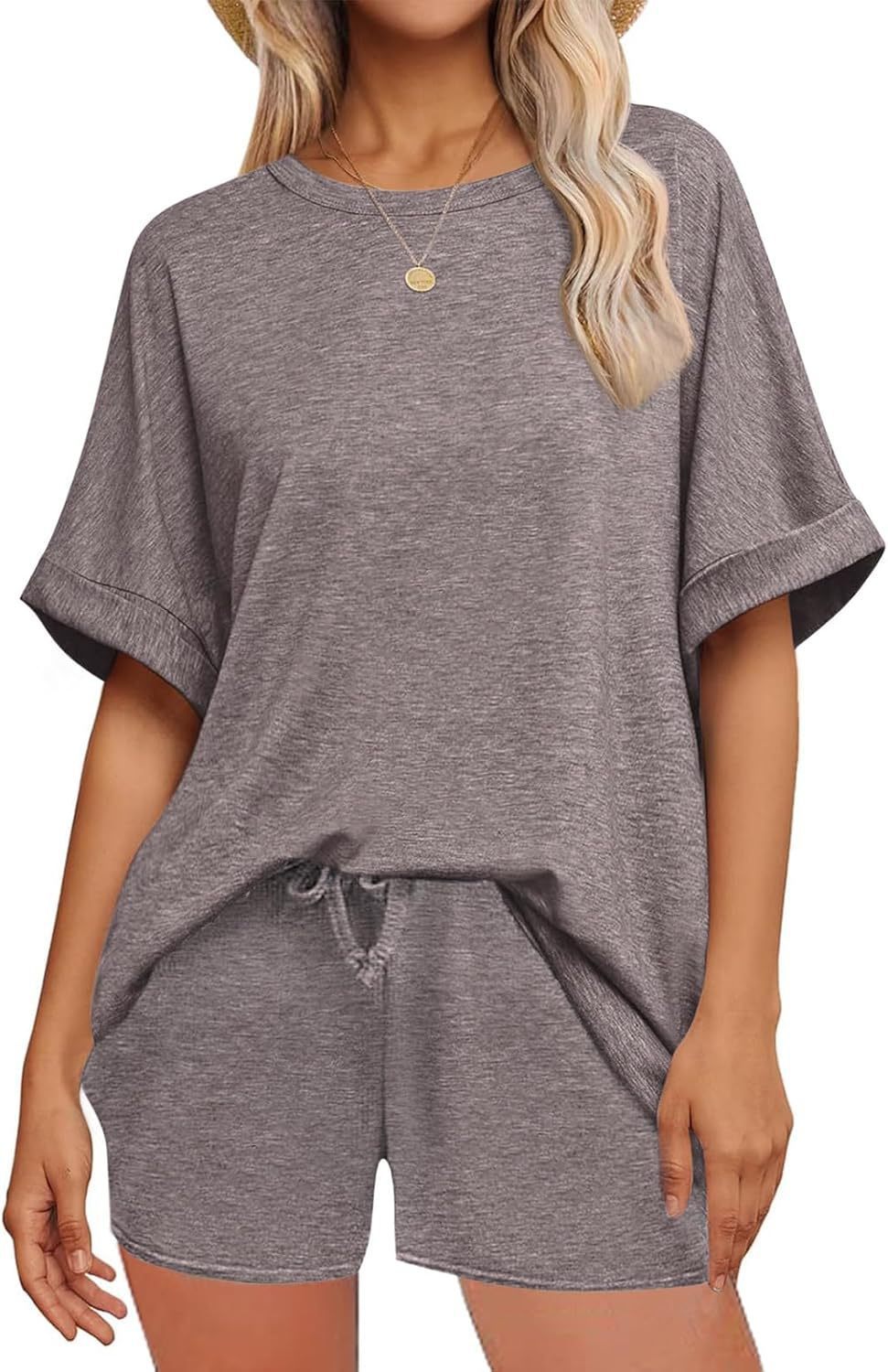 Casual Suit Oversized Short Sleeve T-shirt Drawstring Shorts Casual Wear Sportswear