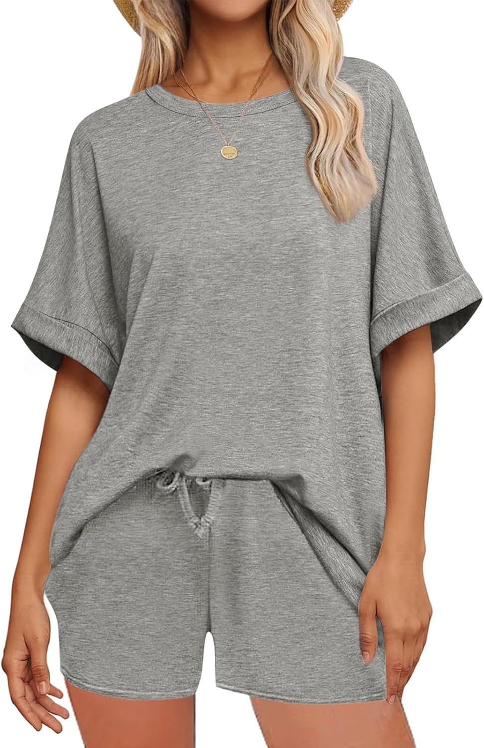 Casual Suit Oversized Short Sleeve T-shirt Drawstring Shorts Casual Wear Sportswear
