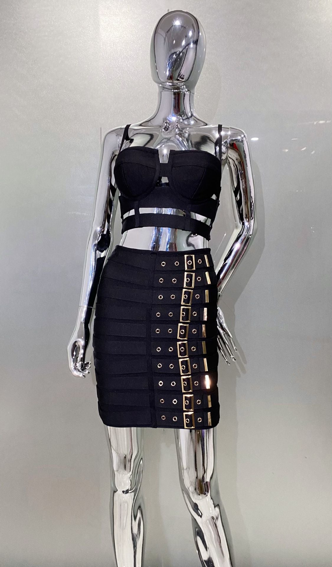 Spaghetti-strap Camisole Top Belt Buckle Miniskirt Fashion Hot Midriff Outfit Suit