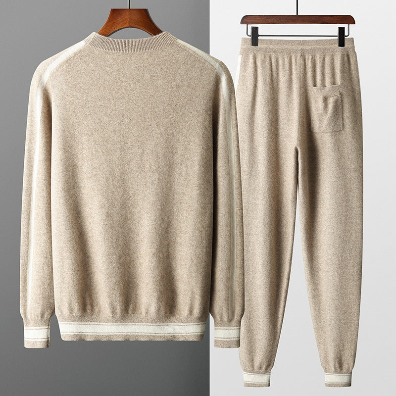 Leisure Sports Cashmere Men's Round Neck Sweater Suit - Sophinity