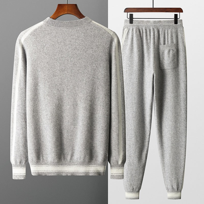 Leisure Sports Cashmere Men's Round Neck Sweater Suit - Sophinity