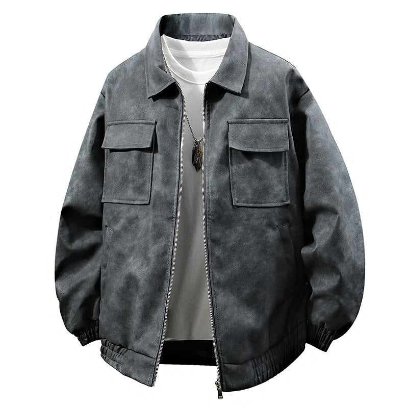 3D Stereo American Retro Hip Hop PU Leather Polo Collar Jacket - Sophinity