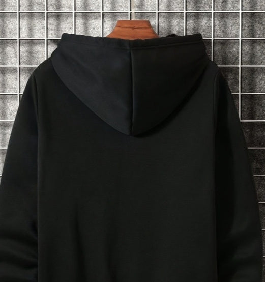 Men's Casual Geometric Pattern Hooded Sweater With Bag - Sophinity