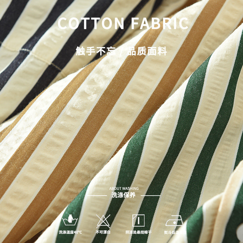 Vertical Striped Long-sleeved Shirt Loose