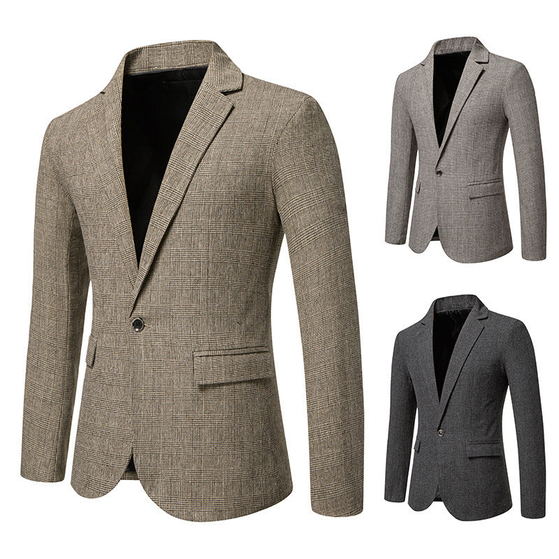 European Size Men's Fashion Woolen Casual Small Suit Coat - Sophinity