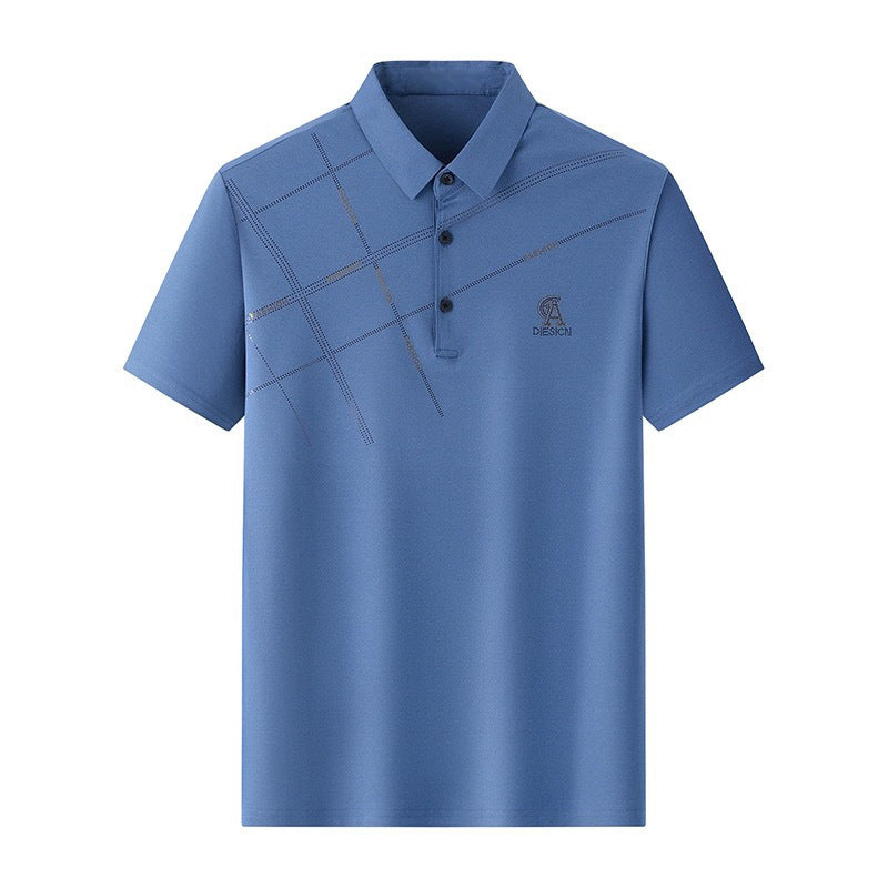 Business Casual Lapels T-shirt Middle-aged Men's Thin - Sophinity