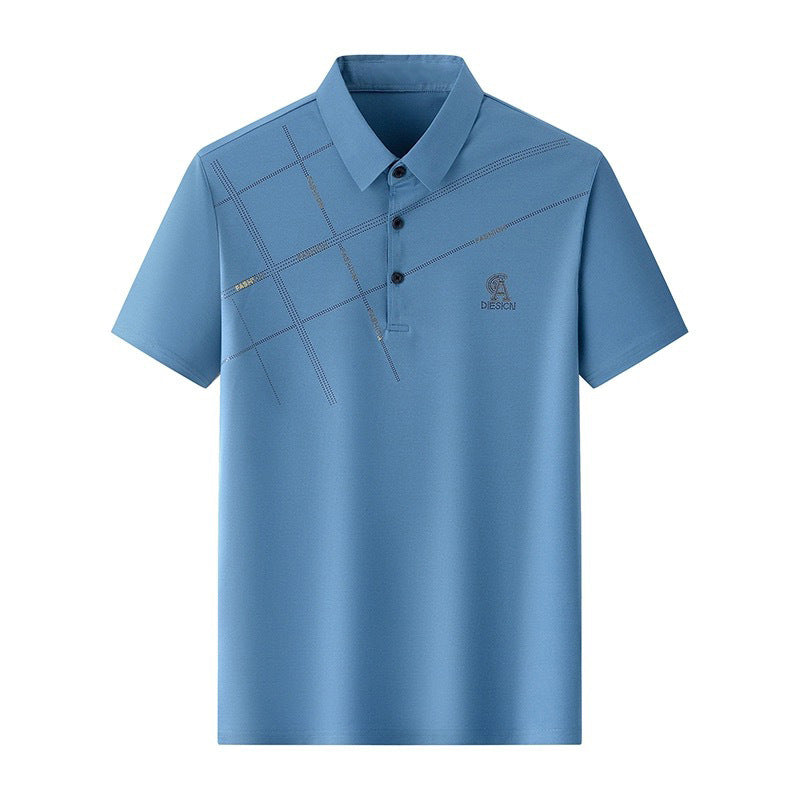 Business Casual Lapels T-shirt Middle-aged Men's Thin - Sophinity