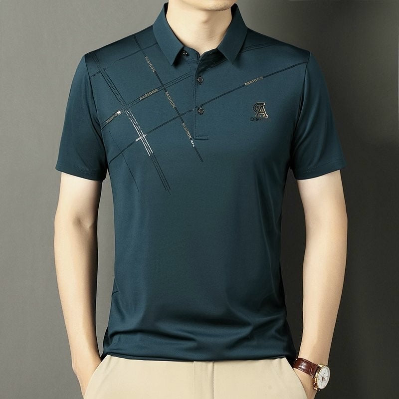 Business Casual Lapels T-shirt Middle-aged Men's Thin - Sophinity
