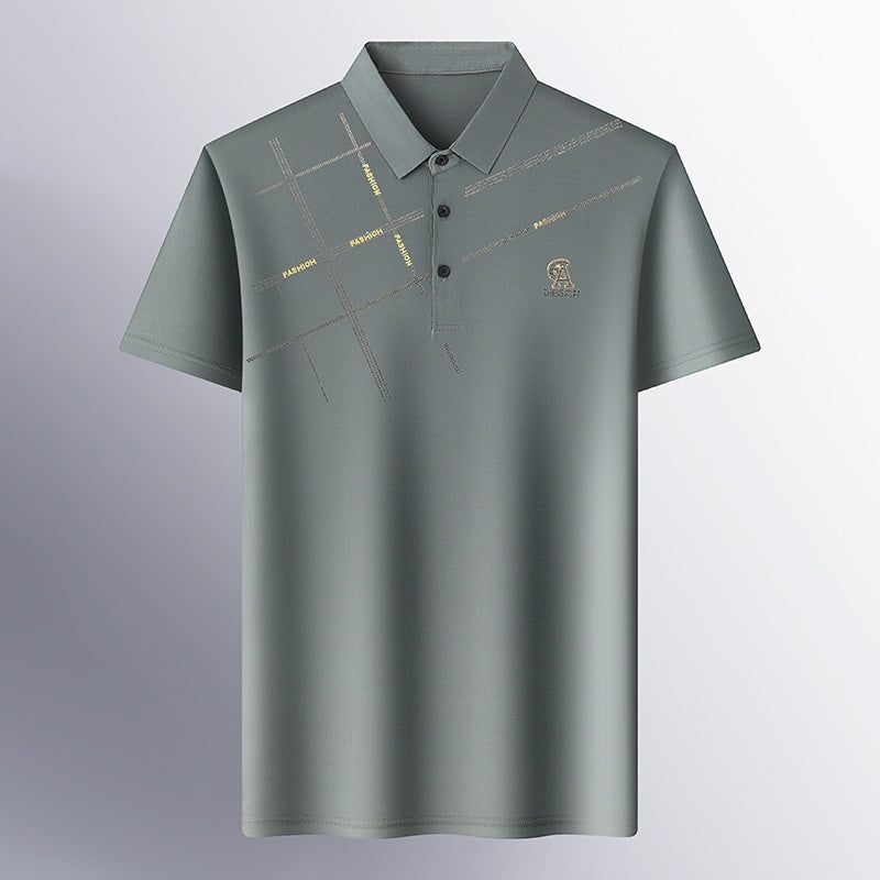 Business Casual Lapels T-shirt Middle-aged Men's Thin - Sophinity