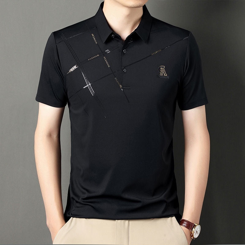 Business Casual Lapels T-shirt Middle-aged Men's Thin - Sophinity