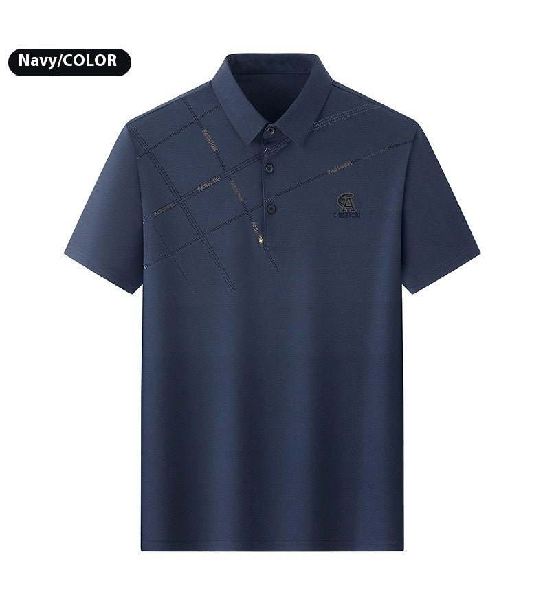 Business Casual Lapels T-shirt Middle-aged Men's Thin - Sophinity