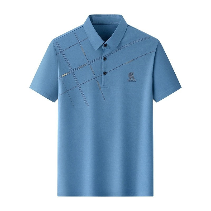 Business Casual Lapels T-shirt Middle-aged Men's Thin - Sophinity