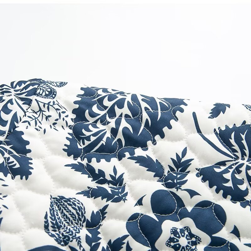 Printed Round Neck Cotton-padded Jacket Long Sleeve Short Jacket - Sophinity