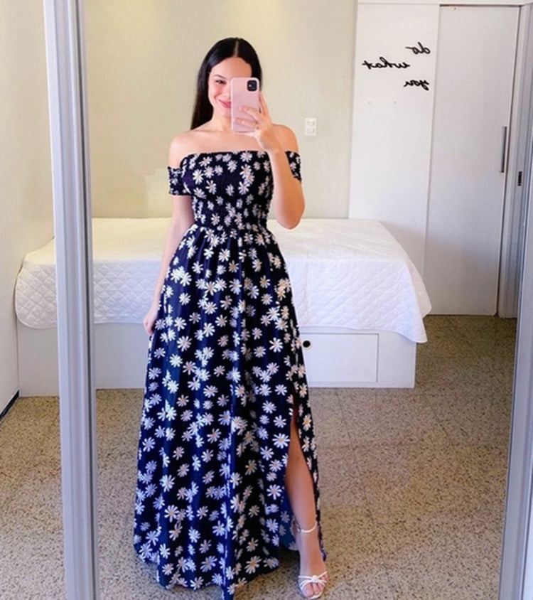 Off-shoulder Printed Butterfly Rainbow Dress - Sophinity