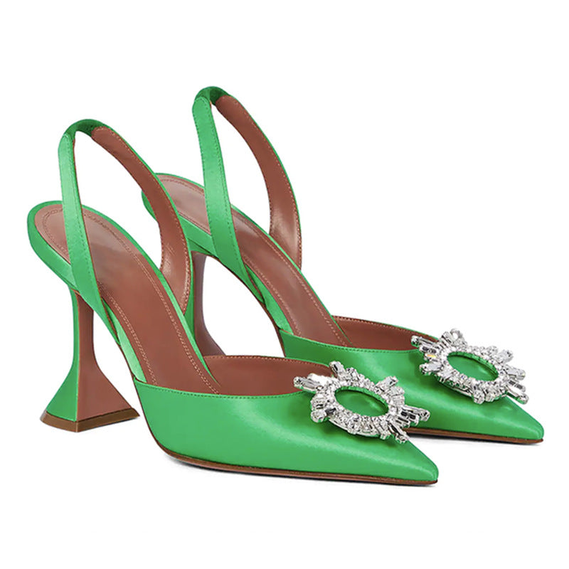 Baotou Dew Heel Plus Size Rhinestone Buckle Shoes - Sophinity