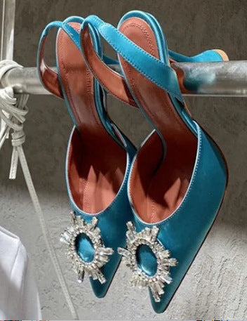 Baotou Dew Heel Plus Size Rhinestone Buckle Shoes - Sophinity
