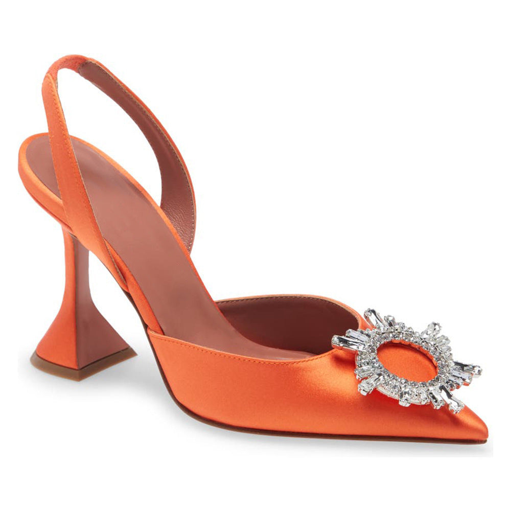 Baotou Dew Heel Plus Size Rhinestone Buckle Shoes - Sophinity