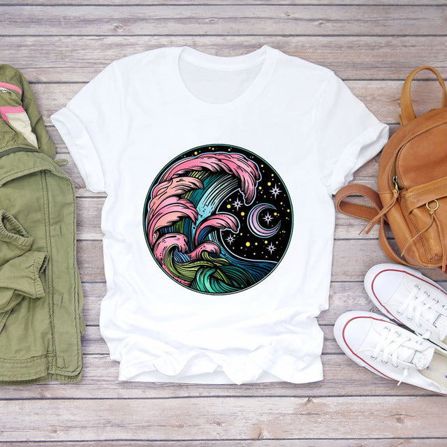 Women T-shirts Cartoon Bee Flower 90s Cute Fashion Short - Sophinity