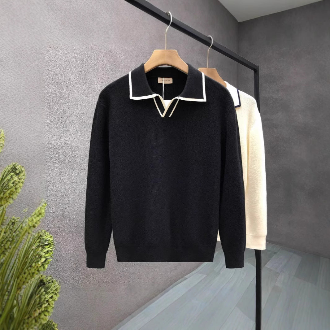 Lightly Mature Casual Polo Collar Sweater Men - Sophinity