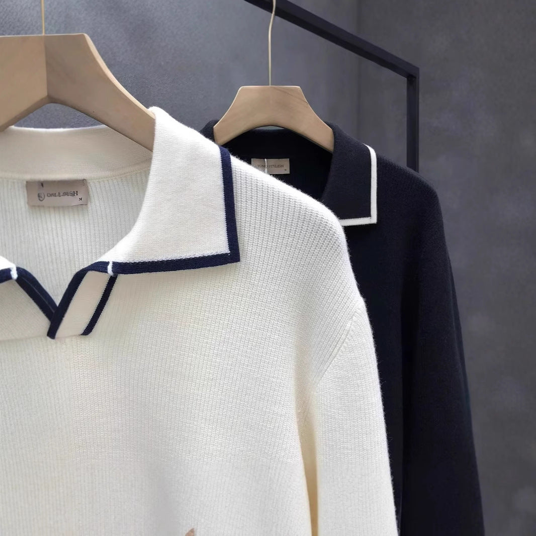 Lightly Mature Casual Polo Collar Sweater Men - Sophinity