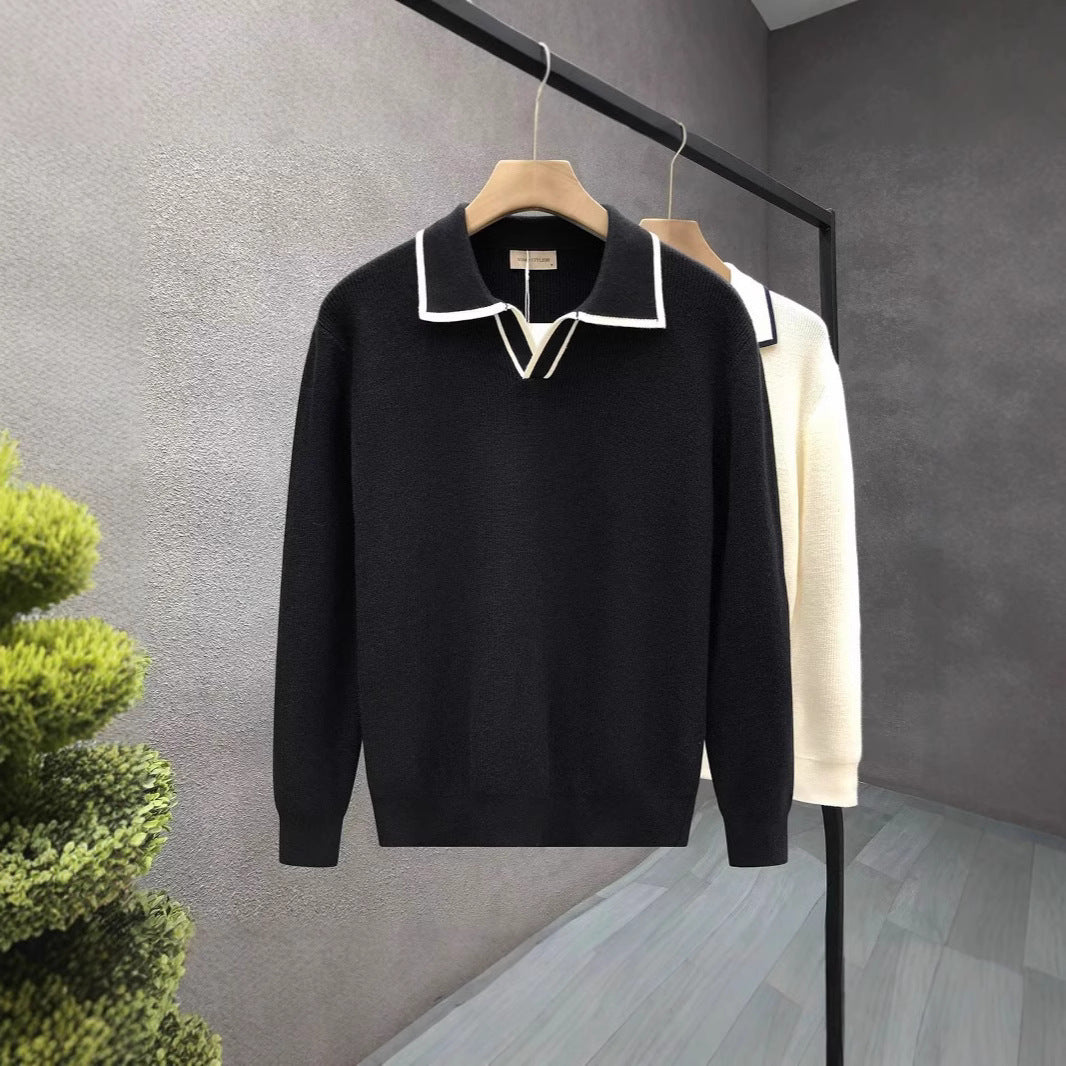 Lightly Mature Casual Polo Collar Sweater Men - Sophinity