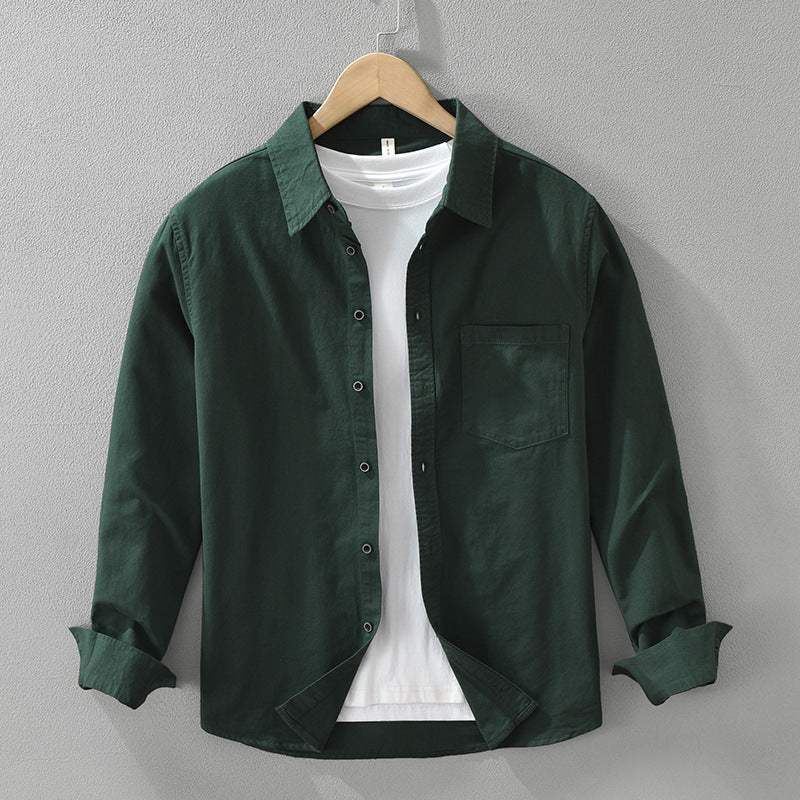 Men's Simplicity Long Sleeve Shirt Casual All-match Literary Loose Top - Sophinity
