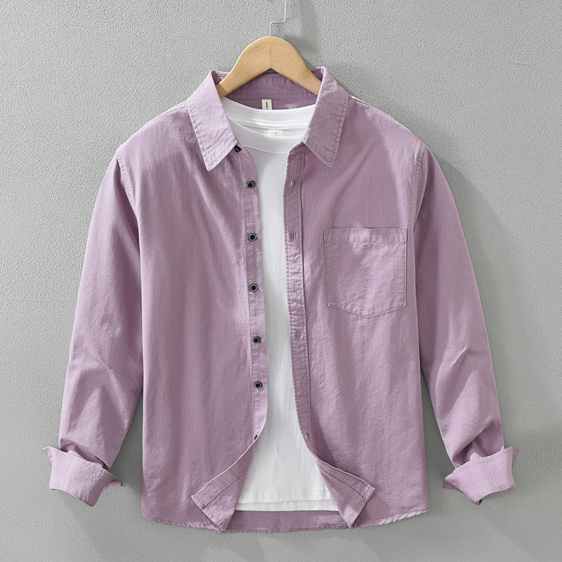 Men's Simplicity Long Sleeve Shirt Casual All-match Literary Loose Top - Sophinity