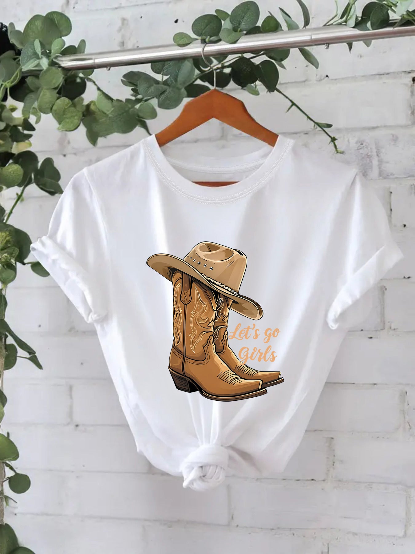 Cotton T-shirt Female Martin Boots Hat Printing
