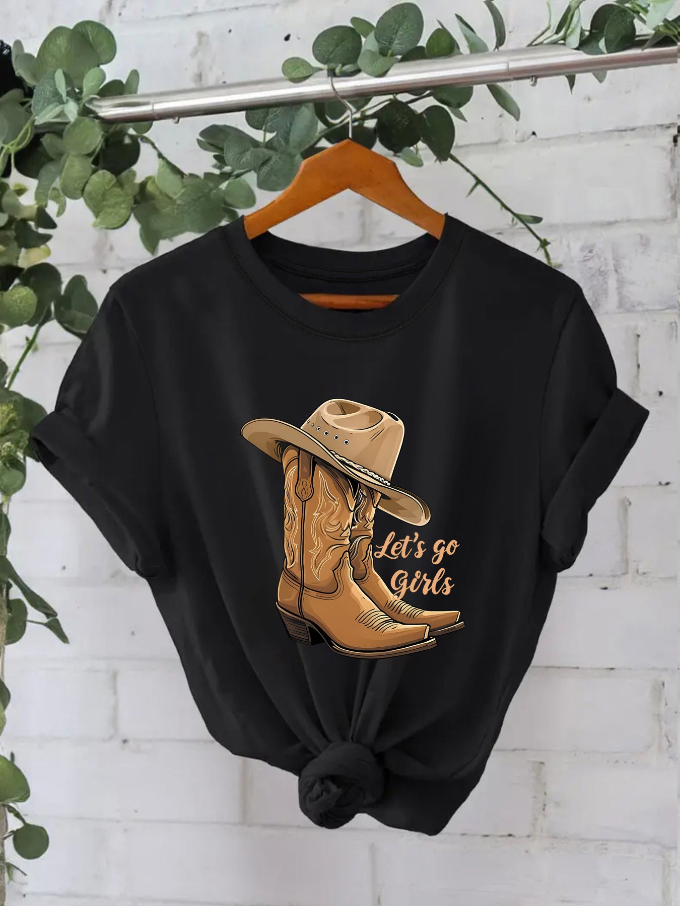 Cotton T-shirt Female Martin Boots Hat Printing