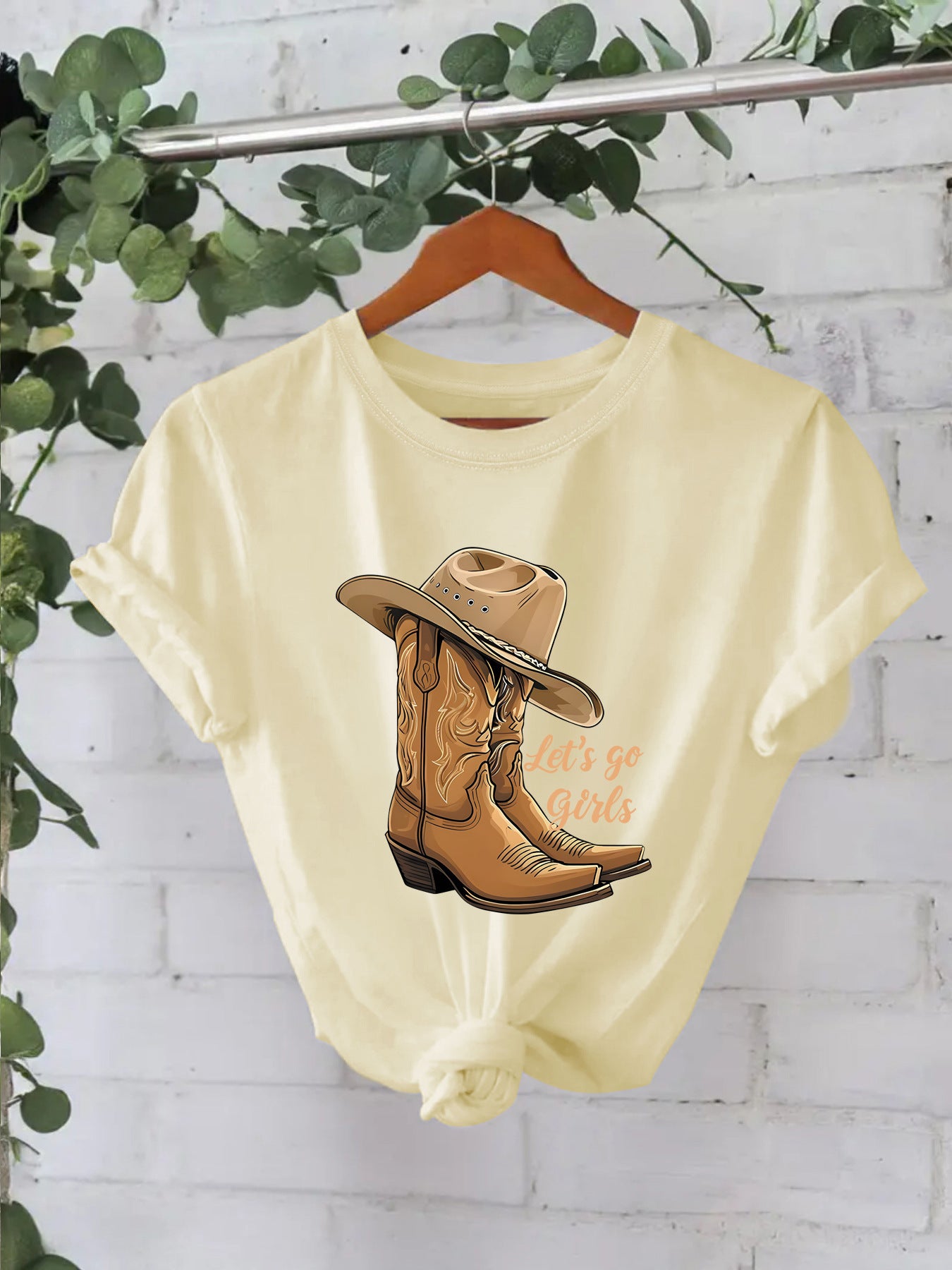 Cotton T-shirt Female Martin Boots Hat Printing