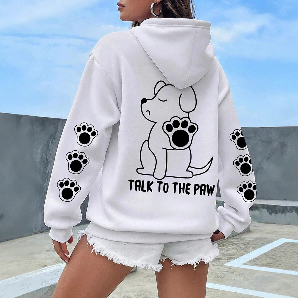 Funny Dog Cartoon Printed Hoodie Women's Warm - Sophinity