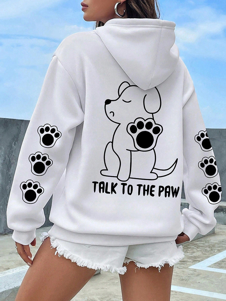 Funny Dog Cartoon Printed Hoodie Women's Warm - Sophinity