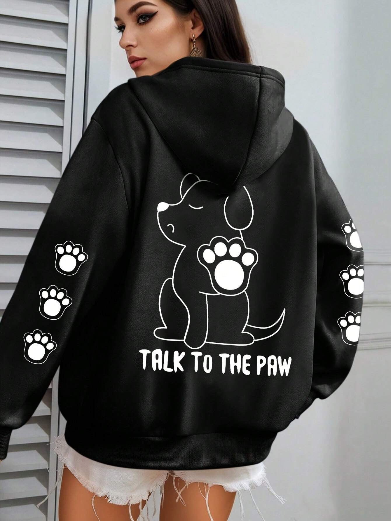 Funny Dog Cartoon Printed Hoodie Women's Warm - Sophinity