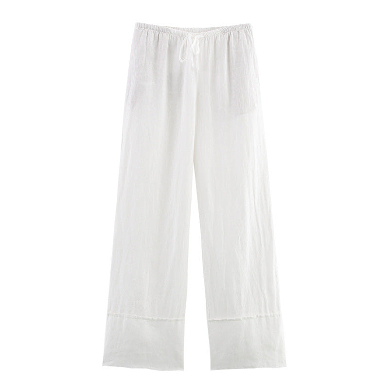 Spring And Summer Linen Shirt Wide Leg Pants