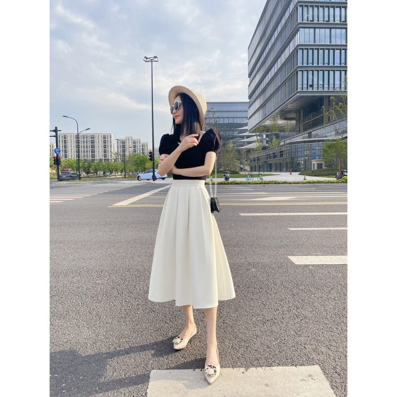 Women's Mid-length Skirt High Waist Pleated Skirt