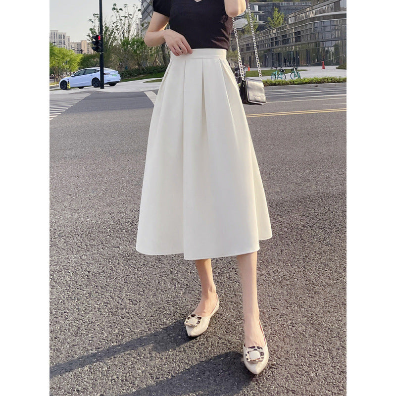 Women's Mid-length Skirt High Waist Pleated Skirt