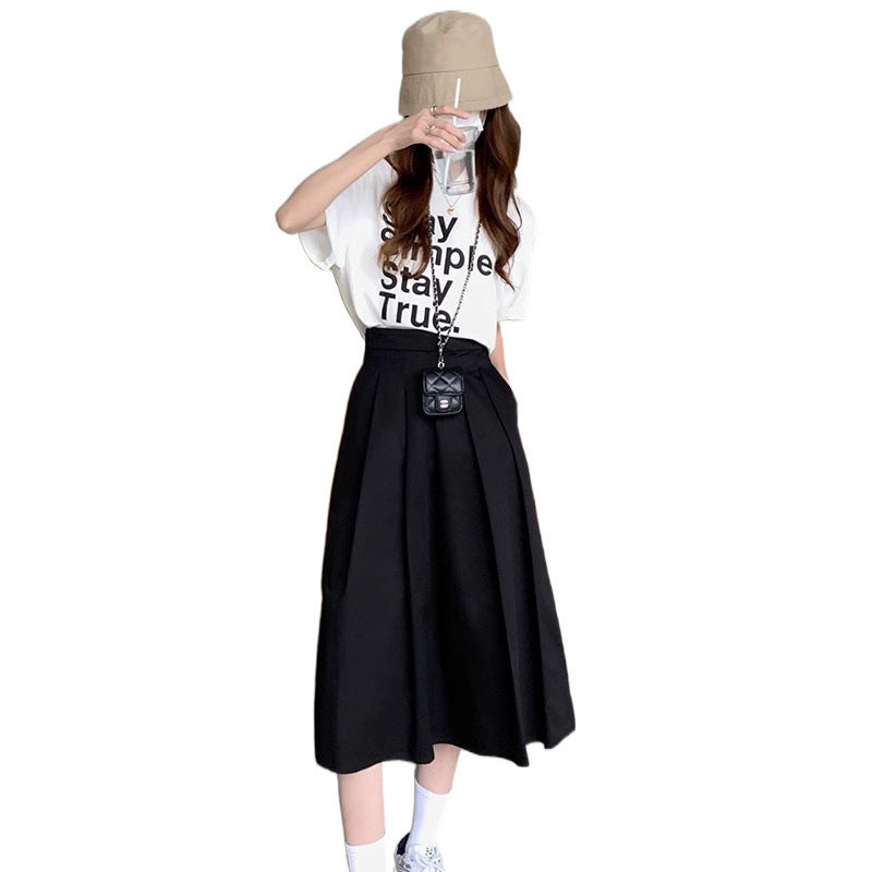 Women's Mid-length Skirt High Waist Pleated Skirt
