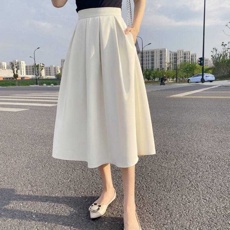 Women's Mid-length Skirt High Waist Pleated Skirt