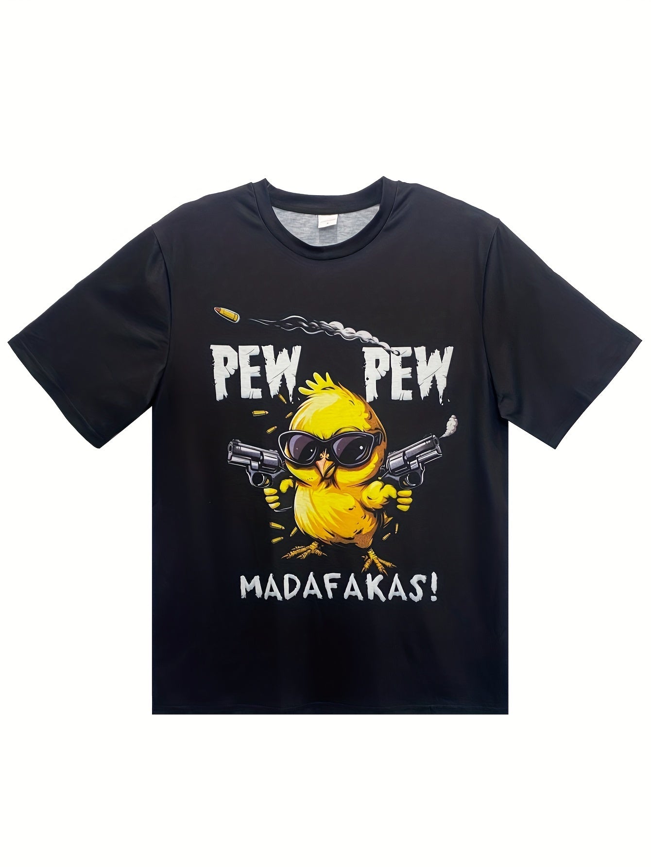 Men's Breathable Cool Girl Cartoon Printed Short Sleeved T-shirt, Casual Street Style Fashion, Round Neck
