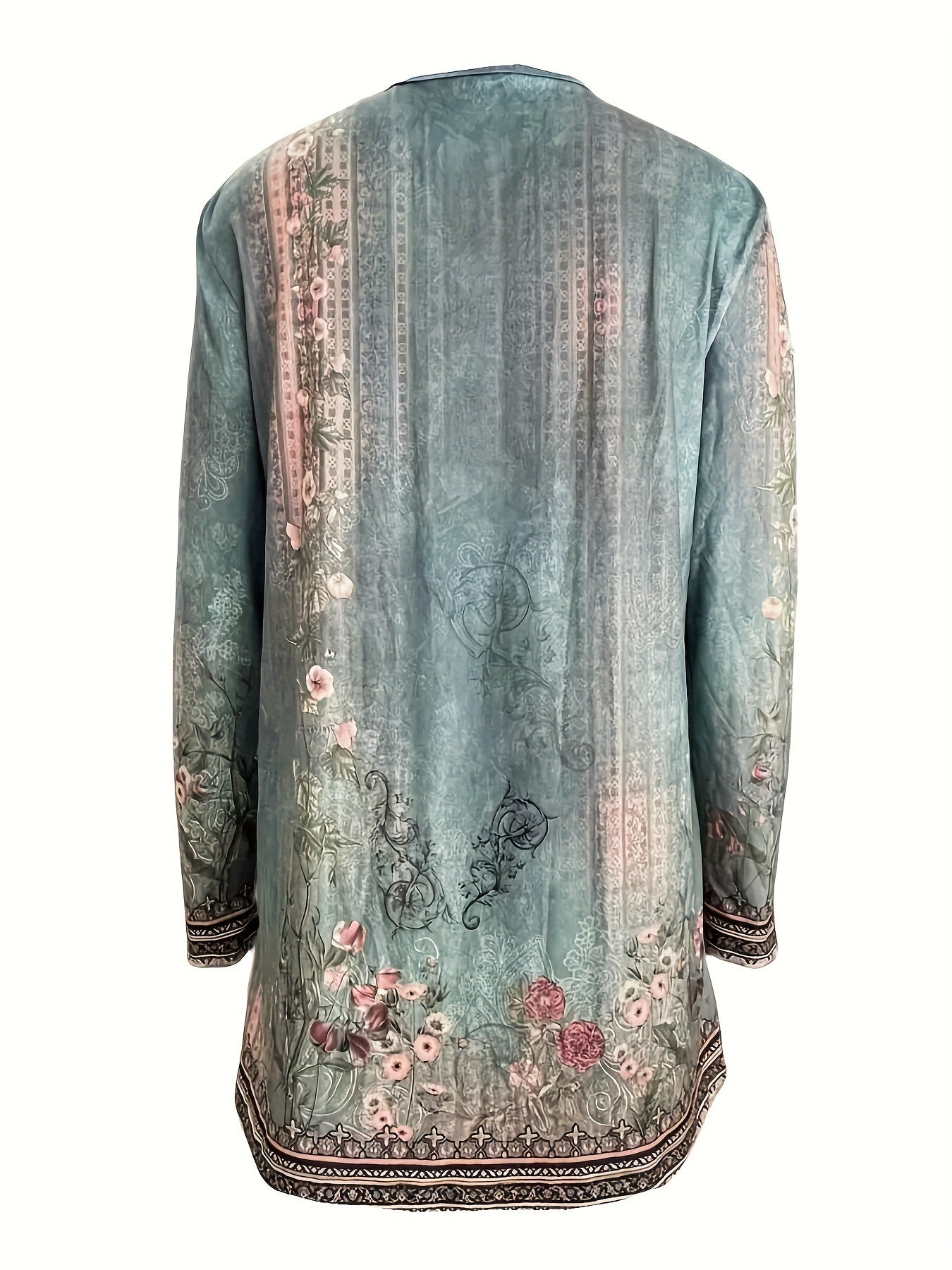 Spring And Autumn New Women's Top Printed Cardigan Casual Long Sleeve Light Jacket Green - Sophinity