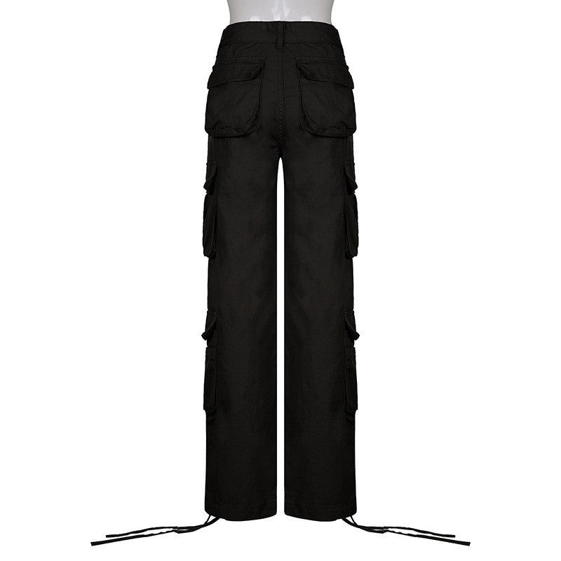Autumn And Winter European And American Women's Clothing Tooling Straight-leg Trousers