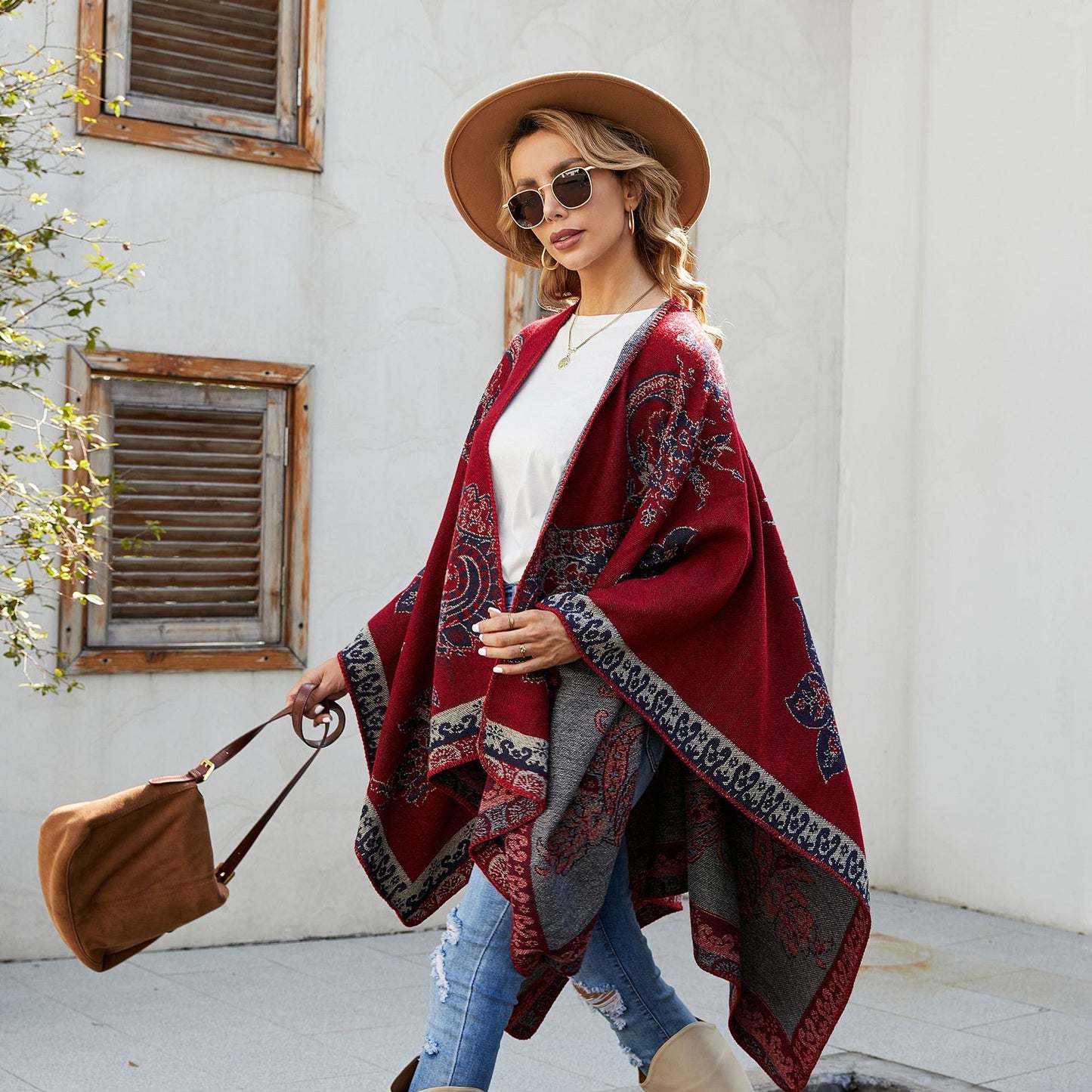 Plaid Printed Elegant Socialite Winter Travel Fashionable Warm Talma