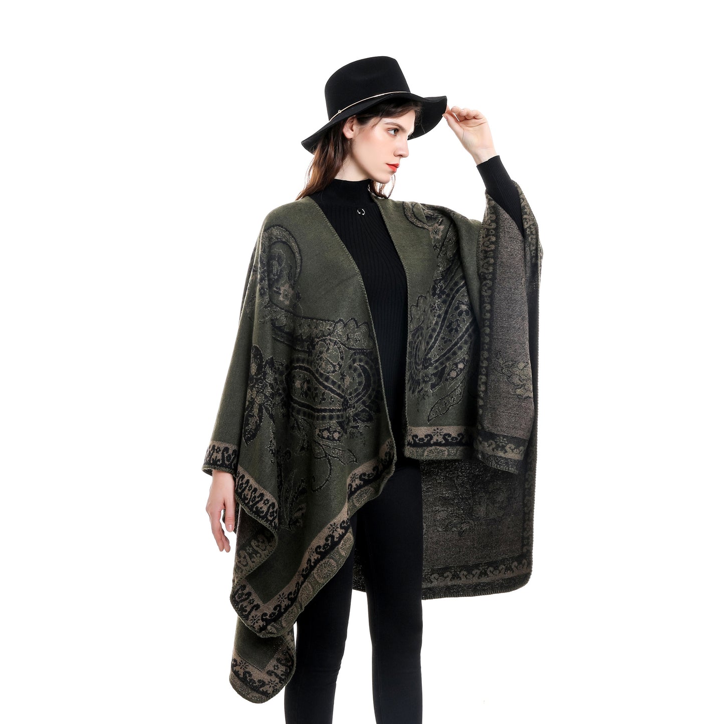 Plaid Printed Elegant Socialite Winter Travel Fashionable Warm Talma
