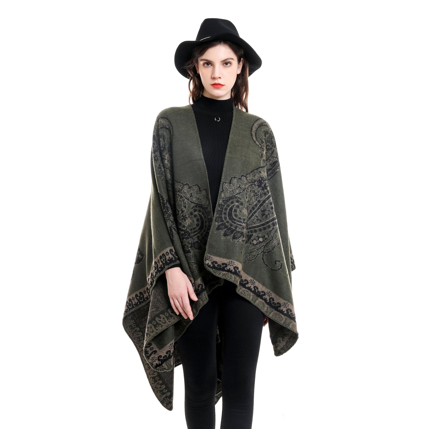 Plaid Printed Elegant Socialite Winter Travel Fashionable Warm Talma